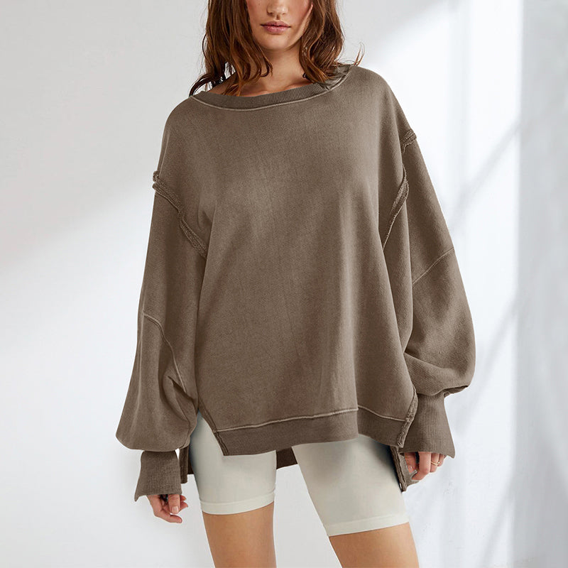 Amaya Women’s Knit Sweatshirt – Relaxed Cotton Jumper with Sculpted Sleeves