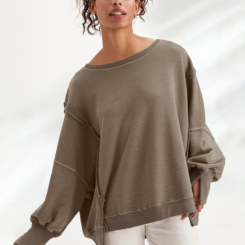 Amaya Women’s Knit Sweatshirt – Relaxed Cotton Jumper with Sculpted Sleeves