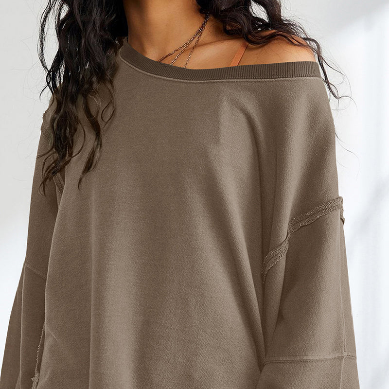 Amaya Women’s Knit Sweatshirt – Relaxed Cotton Jumper with Sculpted Sleeves