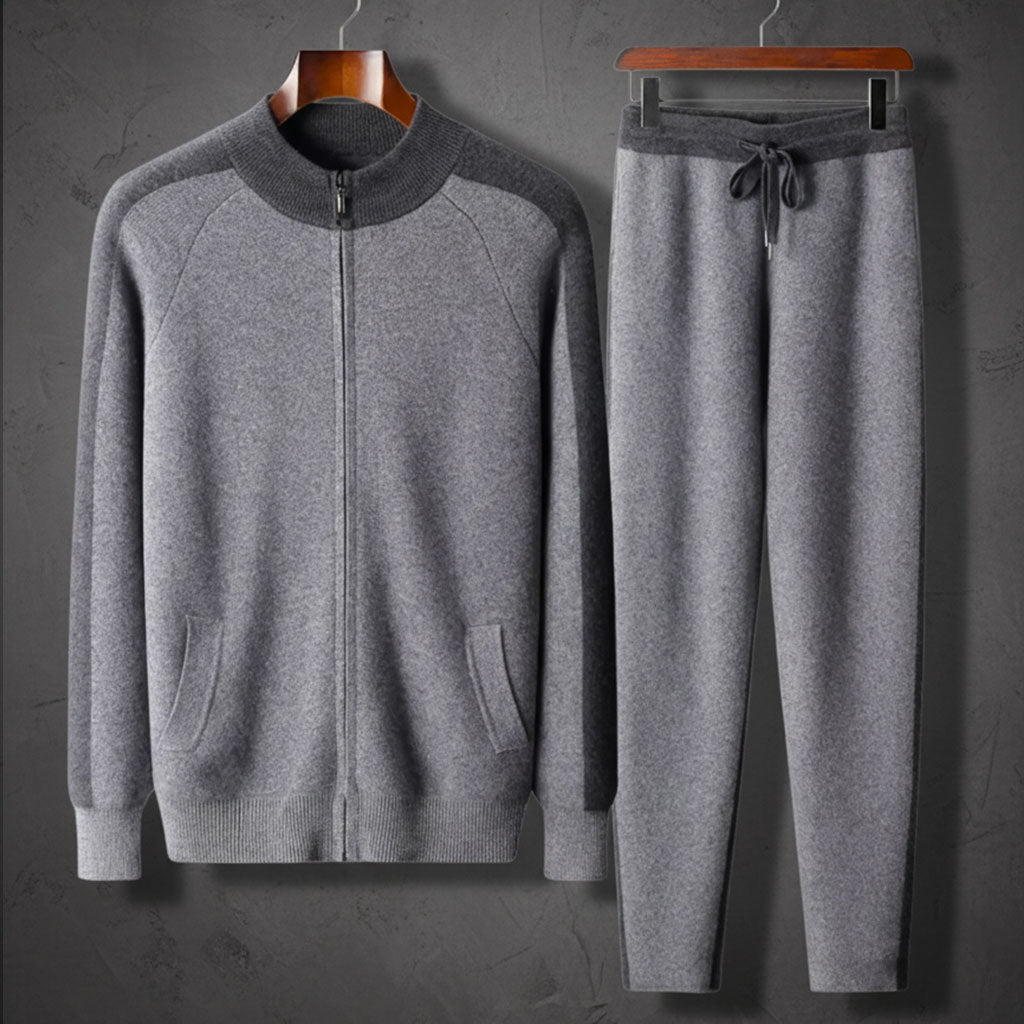 Andres Men’s Tracksuit Set – Soft Knit Two-Tone Lounge Set