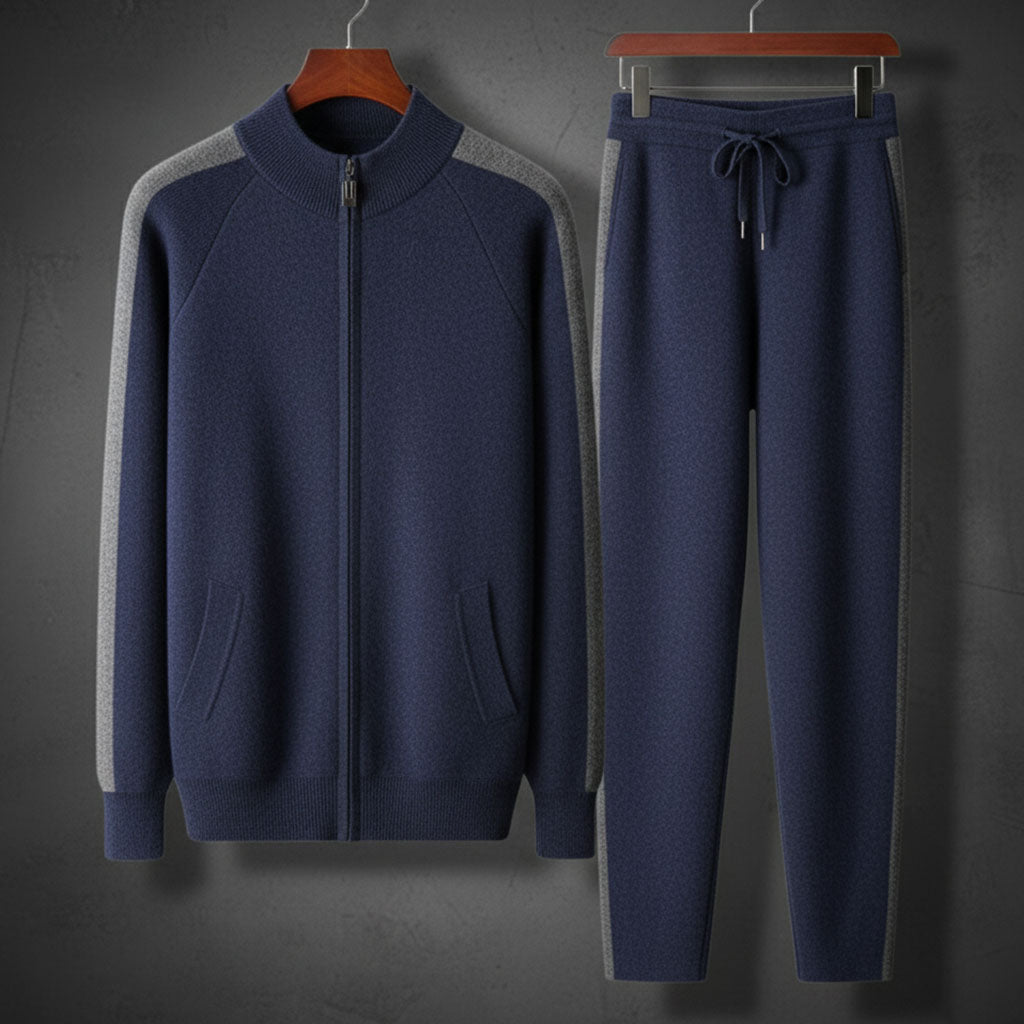 Andres Men’s Tracksuit Set – Soft Knit Two-Tone Lounge Set