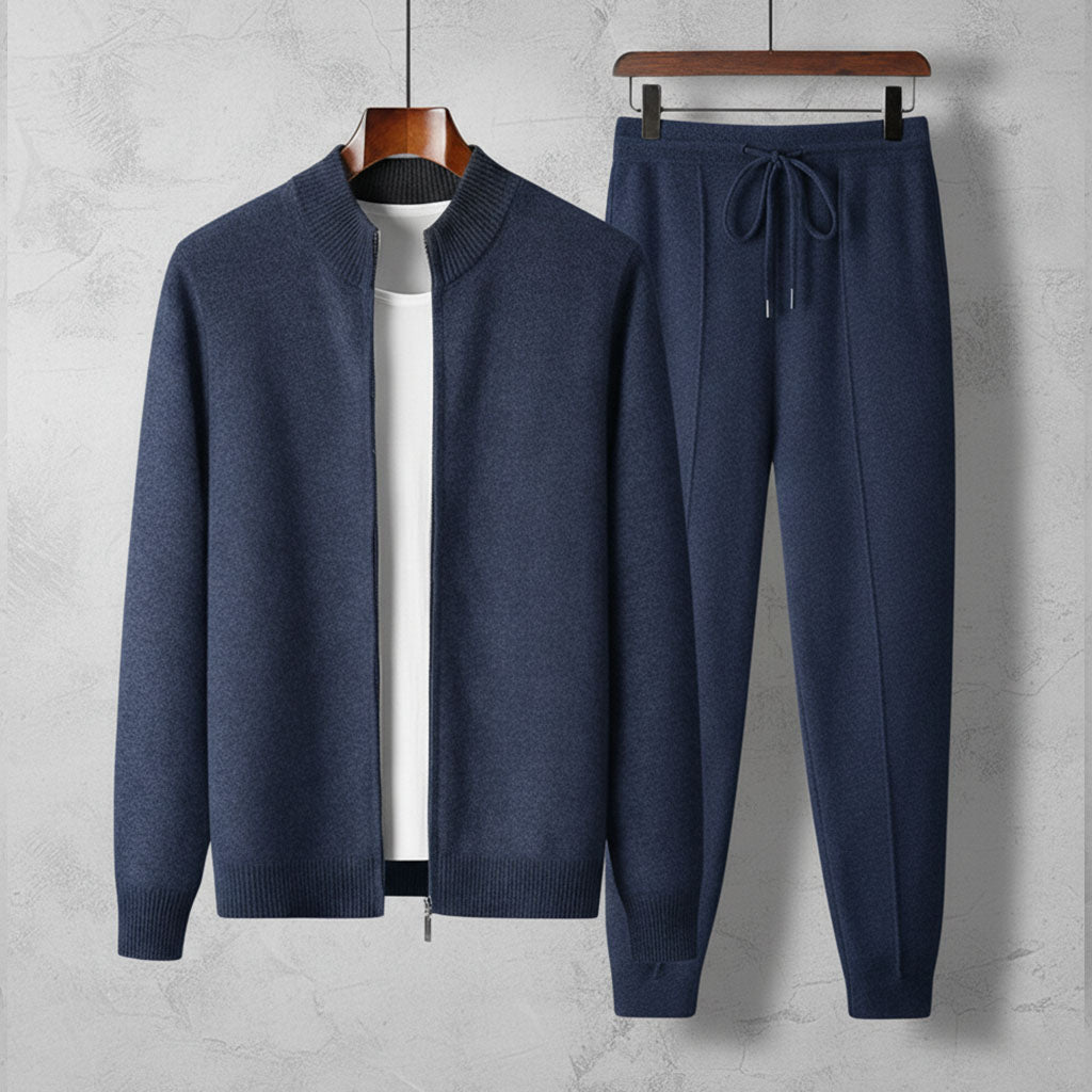 Manuel Men's Tracksuit Set – Soft Knit Zip Jacket & Drawstring Pants