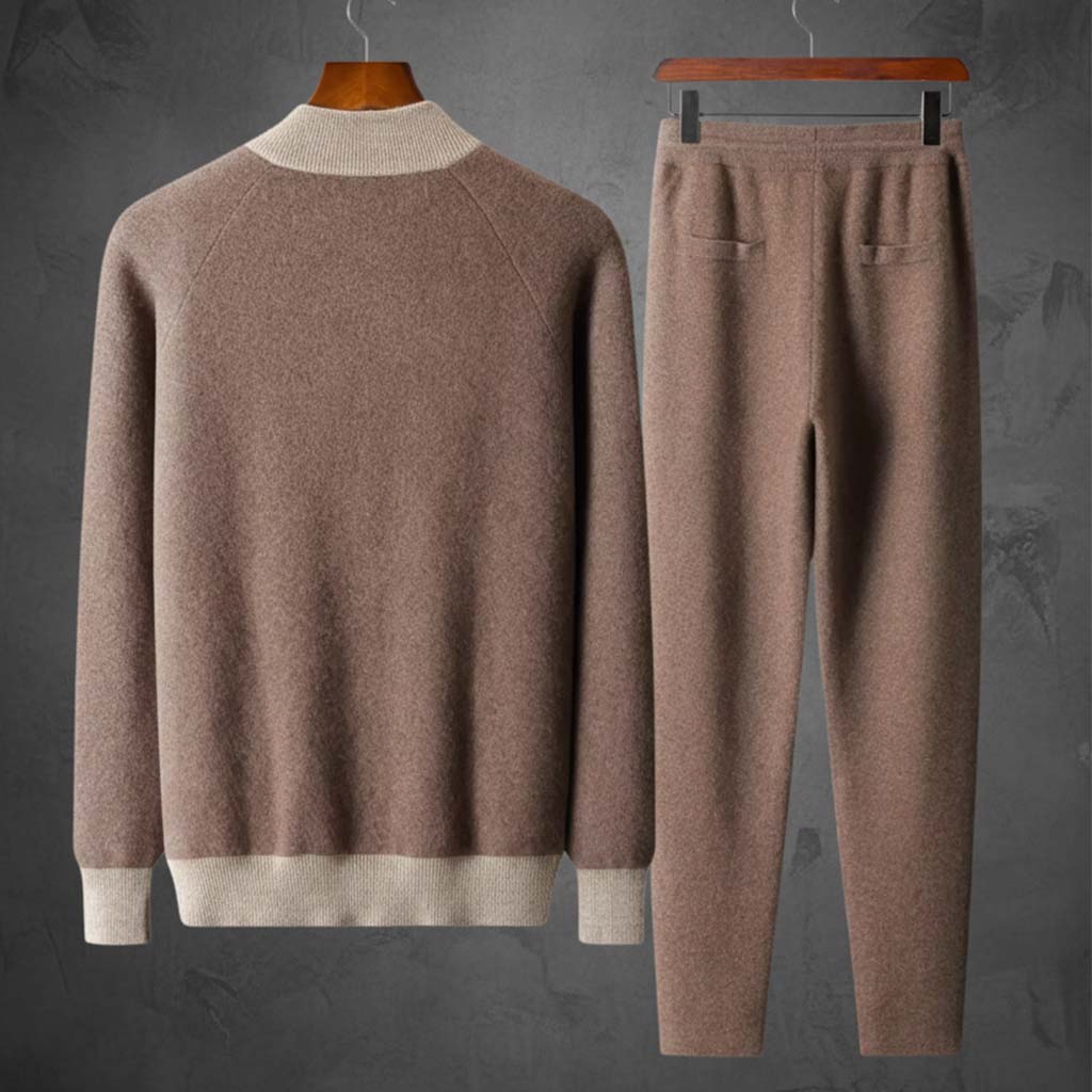 Andres Men’s Tracksuit Set – Soft Knit Two-Tone Lounge Set