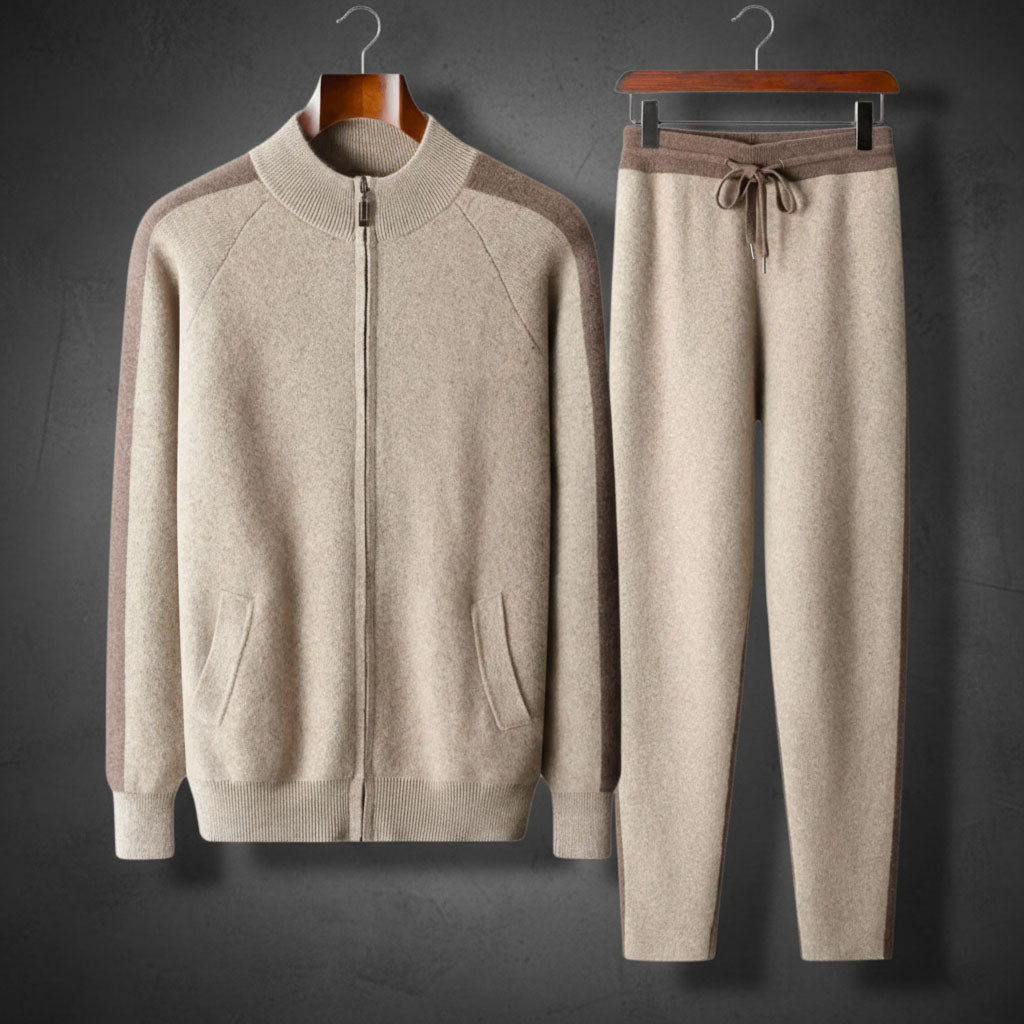 Andres Men’s Tracksuit Set – Soft Knit Two-Tone Lounge Set
