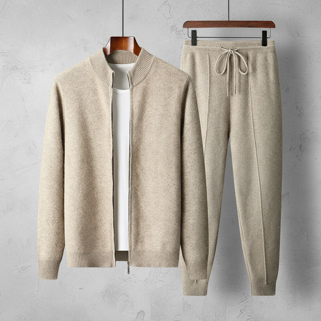 Manuel Men's Tracksuit Set – Soft Knit Zip Jacket & Drawstring Pants