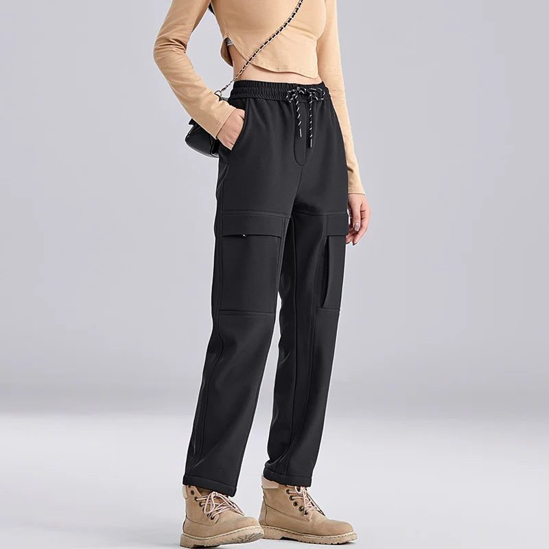Maira Women’s Cargo Pants – Fleece-Lined Straight-Leg Pants