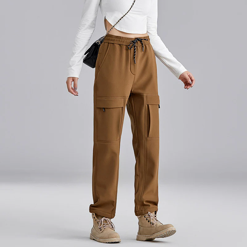 Maira Women’s Cargo Pants – Fleece-Lined Straight-Leg Pants