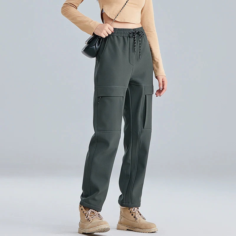 Maira Women’s Cargo Pants – Fleece-Lined Straight-Leg Pants