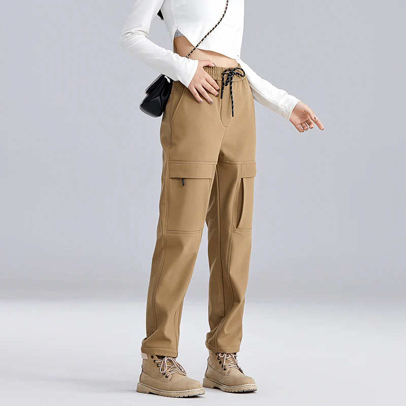 Maira Women’s Cargo Pants – Fleece-Lined Straight-Leg Pants