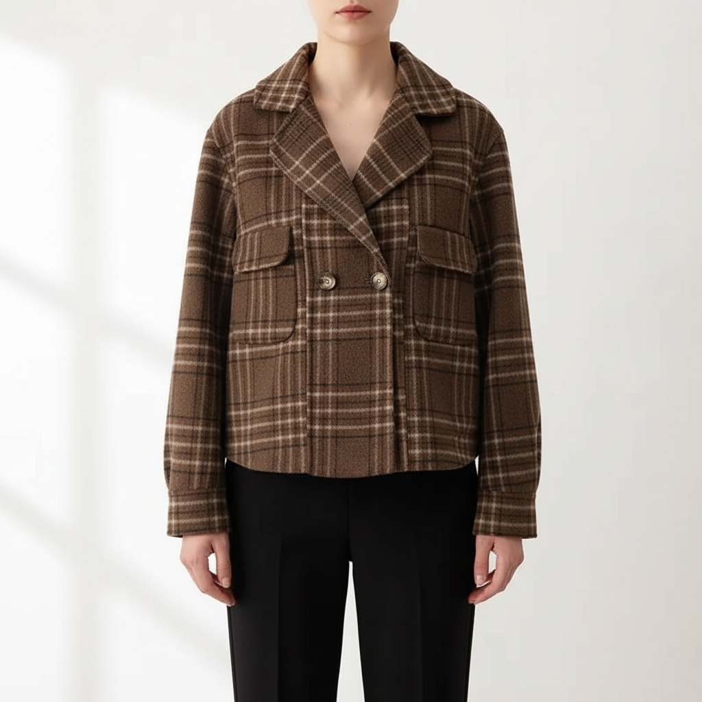 Madeline Women’s Plaid Wool Jacket – Double-Sided Heritage Cut Woolen Jacket