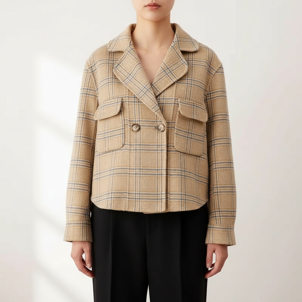 Madeline Women’s Plaid Wool Jacket – Double-Sided Heritage Cut Woolen Jacket