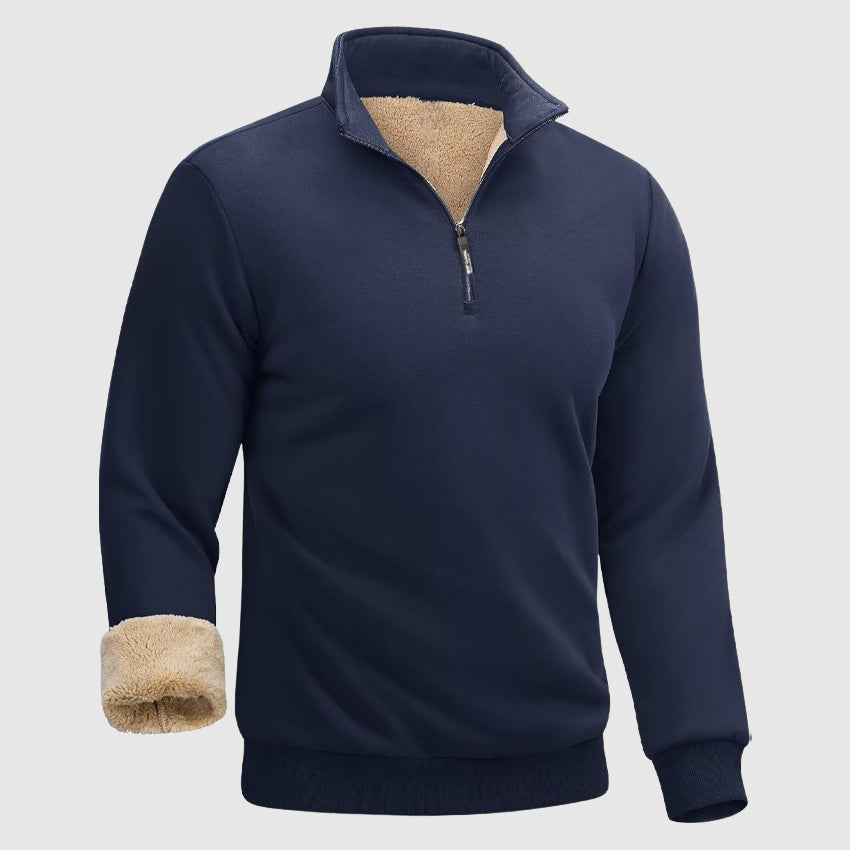 Leonell Men’s Sherpa Fleece Sweater – Heavyweight Zip-Collar Pullover