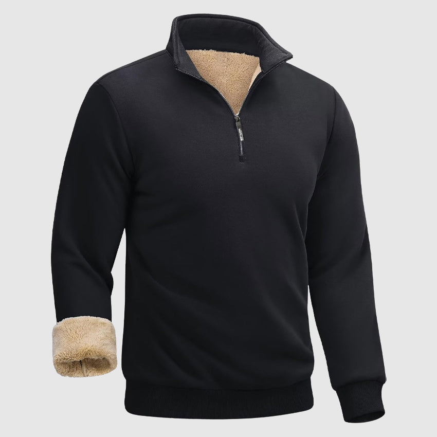 Leonell Men’s Sherpa Fleece Sweater – Heavyweight Zip-Collar Pullover