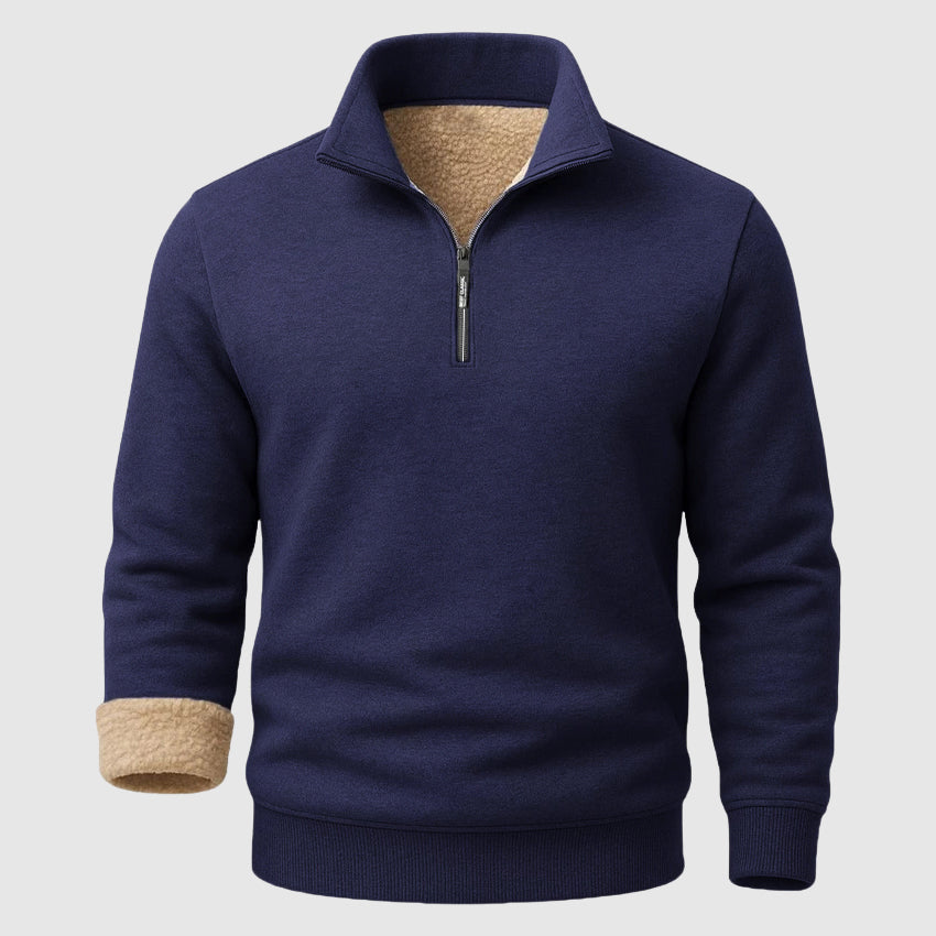 Leonell Men’s Sherpa Fleece Sweater – Heavyweight Zip-Collar Pullover