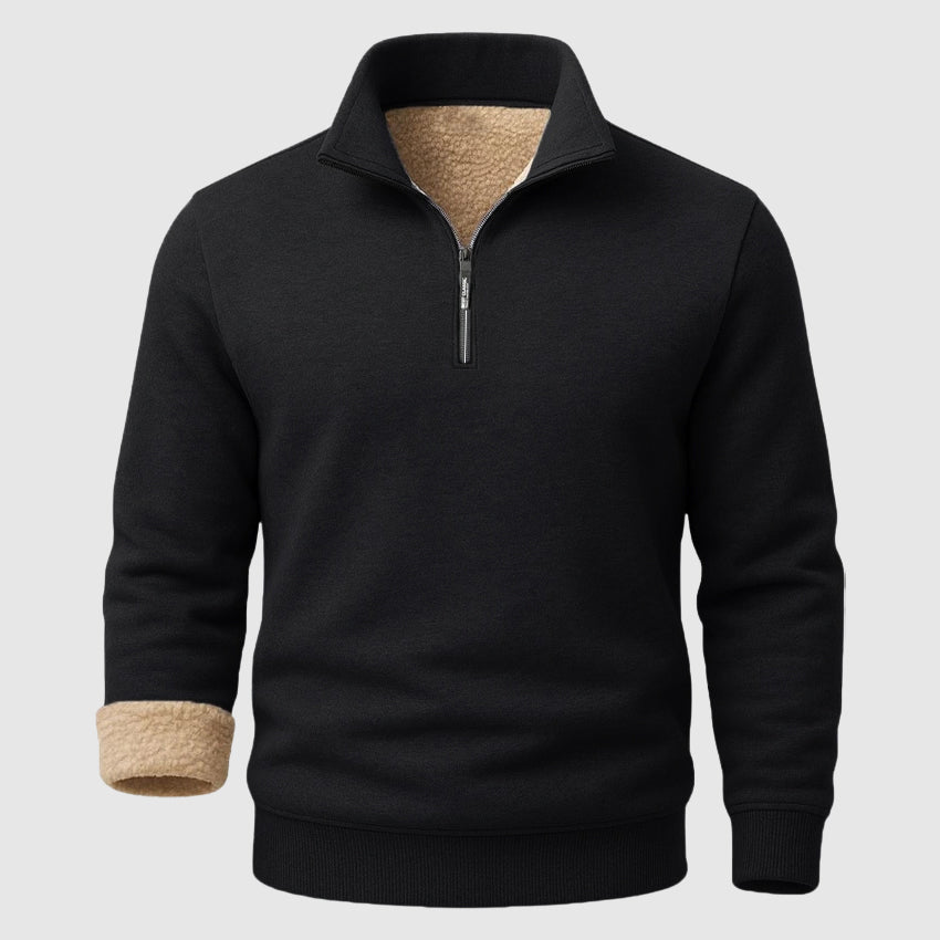 Leonell Men’s Sherpa Fleece Sweater – Heavyweight Zip-Collar Pullover
