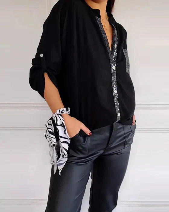 Beatrice Women's Sequin Blouse – Cotton with Relaxed Chic Fit