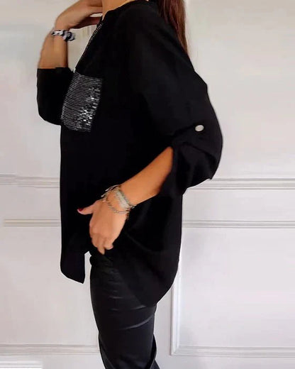 Beatrice Women's Sequin Blouse – Cotton with Relaxed Chic Fit