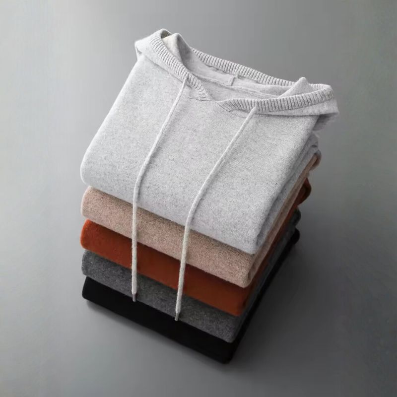 Rami Men’s Hoodie Pullover – Soft Wool Cashmere Knit Sweater