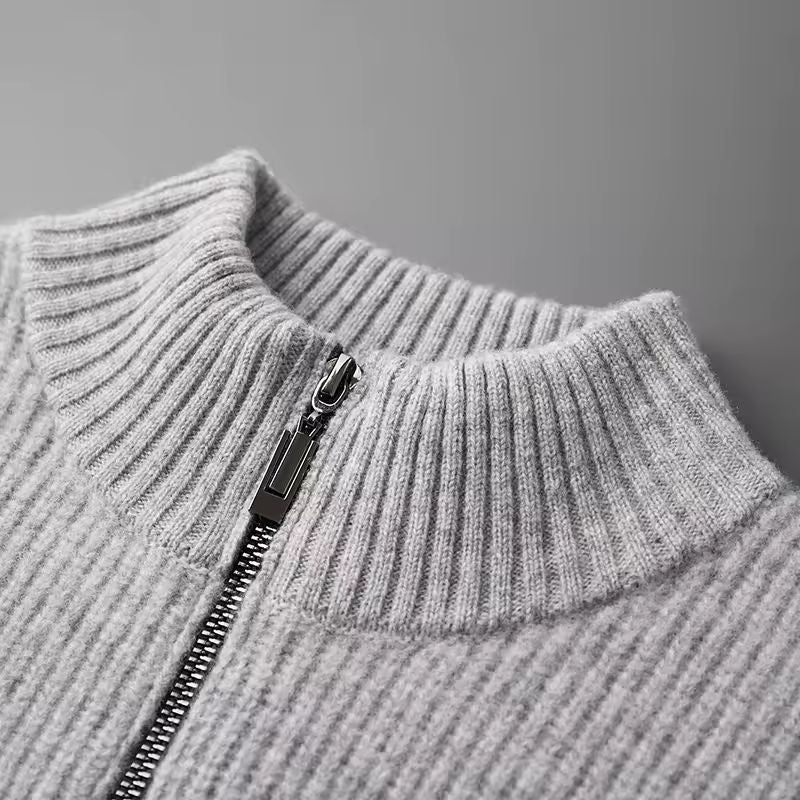Anders Men’s Zip Up Cardigan – Merino Wool Cable Knit Sweater