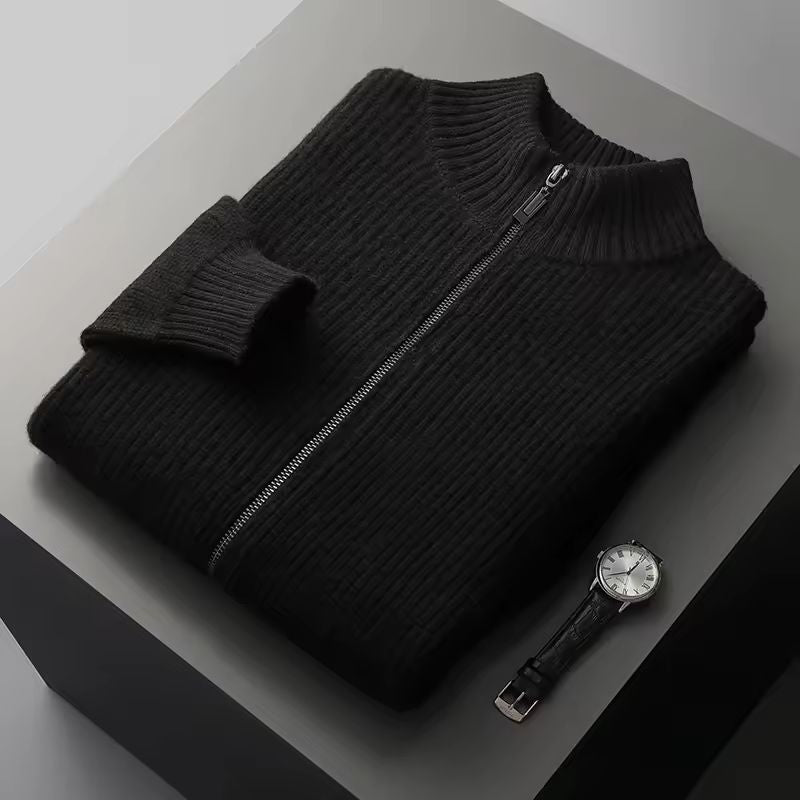 Anders Men’s Zip Up Cardigan – Merino Wool Cable Knit Sweater