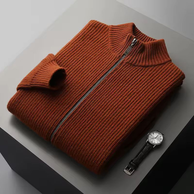 Anders Men’s Zip Up Cardigan – Merino Wool Cable Knit Sweater