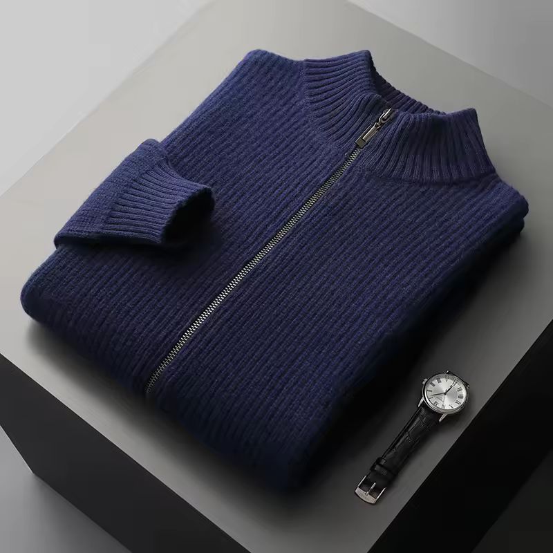 Anders Men’s Zip Up Cardigan – Merino Wool Cable Knit Sweater