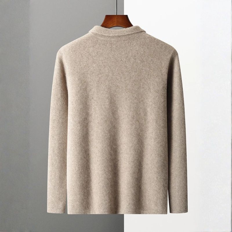 Harrison Men’s Cashmere Cardigan – Polo Collar Zip-Up Knit Sweater
