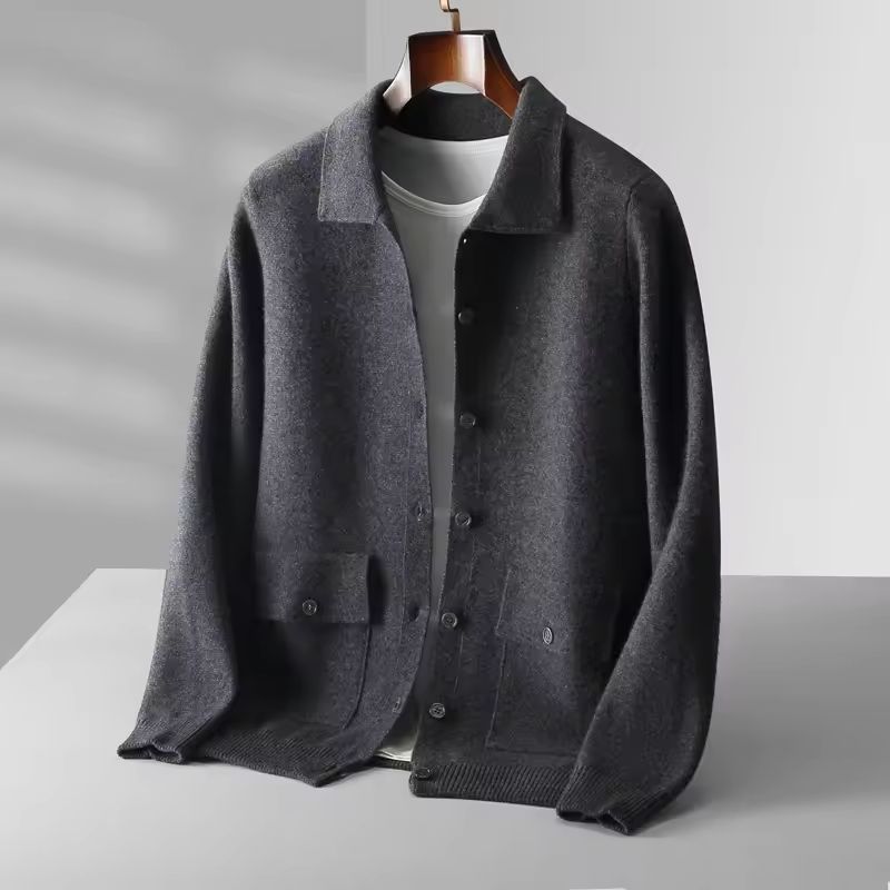 Salvatore Men’s Wool Cardigan – Smart Casual Button-Up Knit Sweater