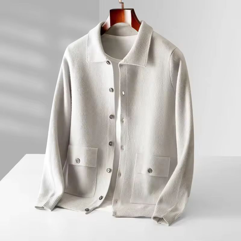 Salvatore Men’s Wool Cardigan – Smart Casual Button-Up Knit Sweater