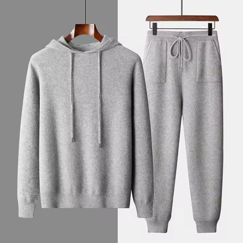 Fabio Men’s Cashmere Lounge Set – Hooded Pullover & Drawstring Pants