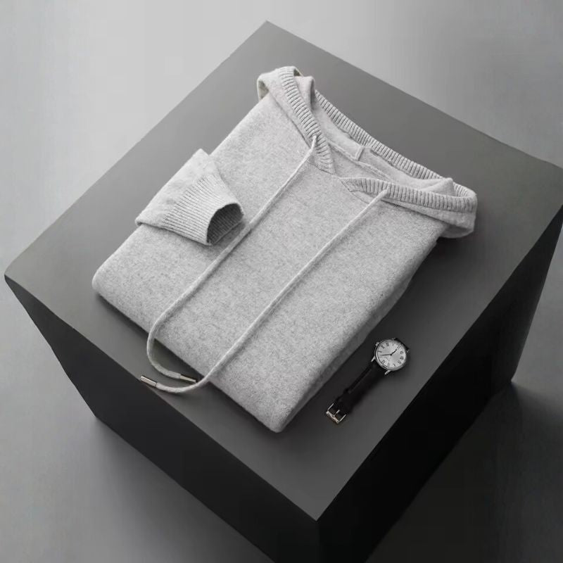 Rami Men’s Hoodie Pullover – Soft Wool Cashmere Knit Sweater