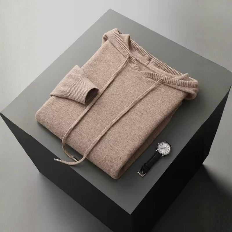 Rami Men’s Hoodie Pullover – Soft Wool Cashmere Knit Sweater