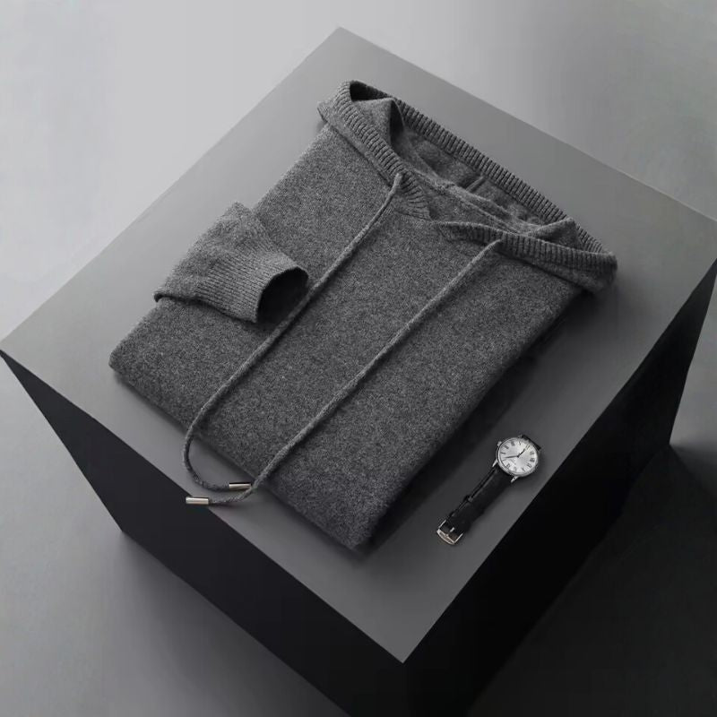 Rami Men’s Hoodie Pullover – Soft Wool Cashmere Knit Sweater