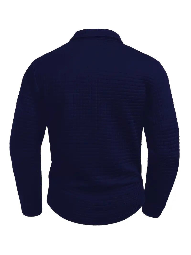 Valenciano Men’s Polo Shirt – Textured Knit Pullover with Zip Sleeves