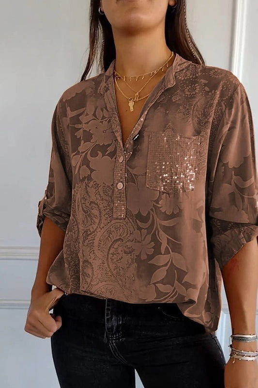 Stella Elegant Sequin Blouse – Lightweight Polyester with Relaxed Fit