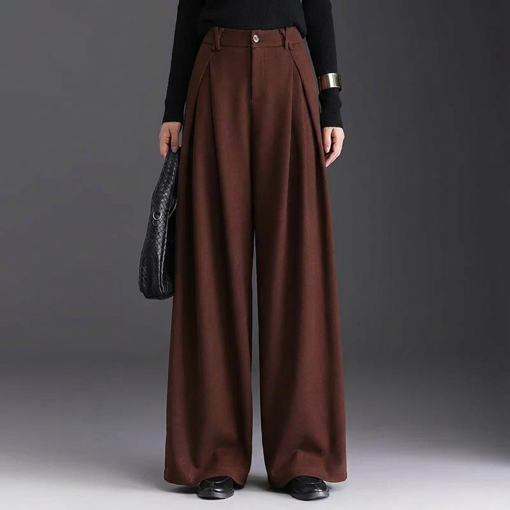 Marseille Women’s Wide-Leg Trousers – Wool-Look Pleated Pants