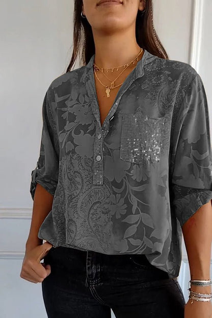 Stella Elegant Sequin Blouse – Lightweight Polyester with Relaxed Fit