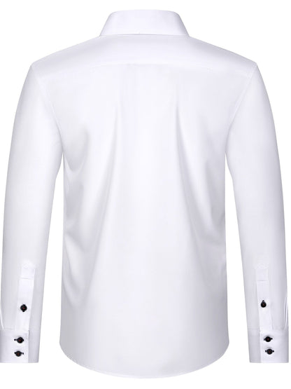 Arjun Men’s Dress Shirt – Long Sleeve Slim Fit Button Down with Contrast Detail