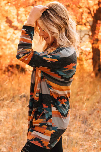 Trendy Western Vest with Aztec Print