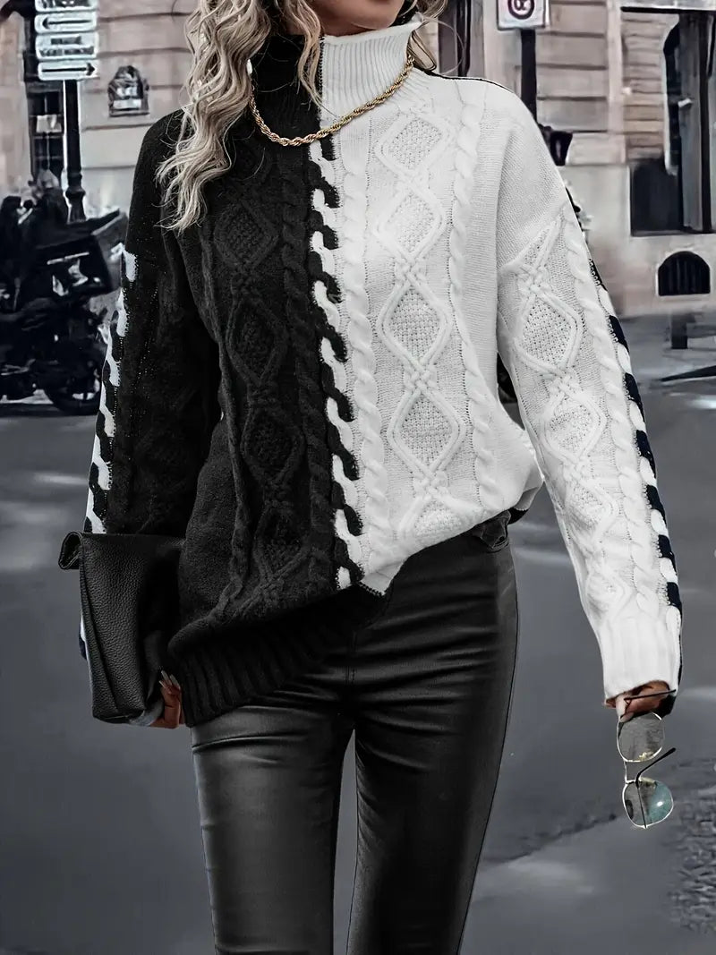 Adelina Women’s Cable Knit Sweater – Merino Wool Oversized Pullover