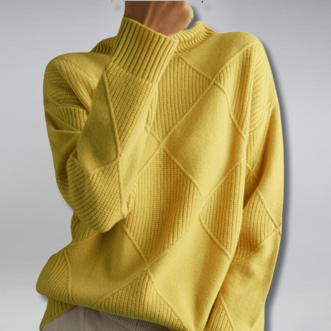 Nina Cashmere Turtleneck Sweater – Loose Fit Knit Pullover