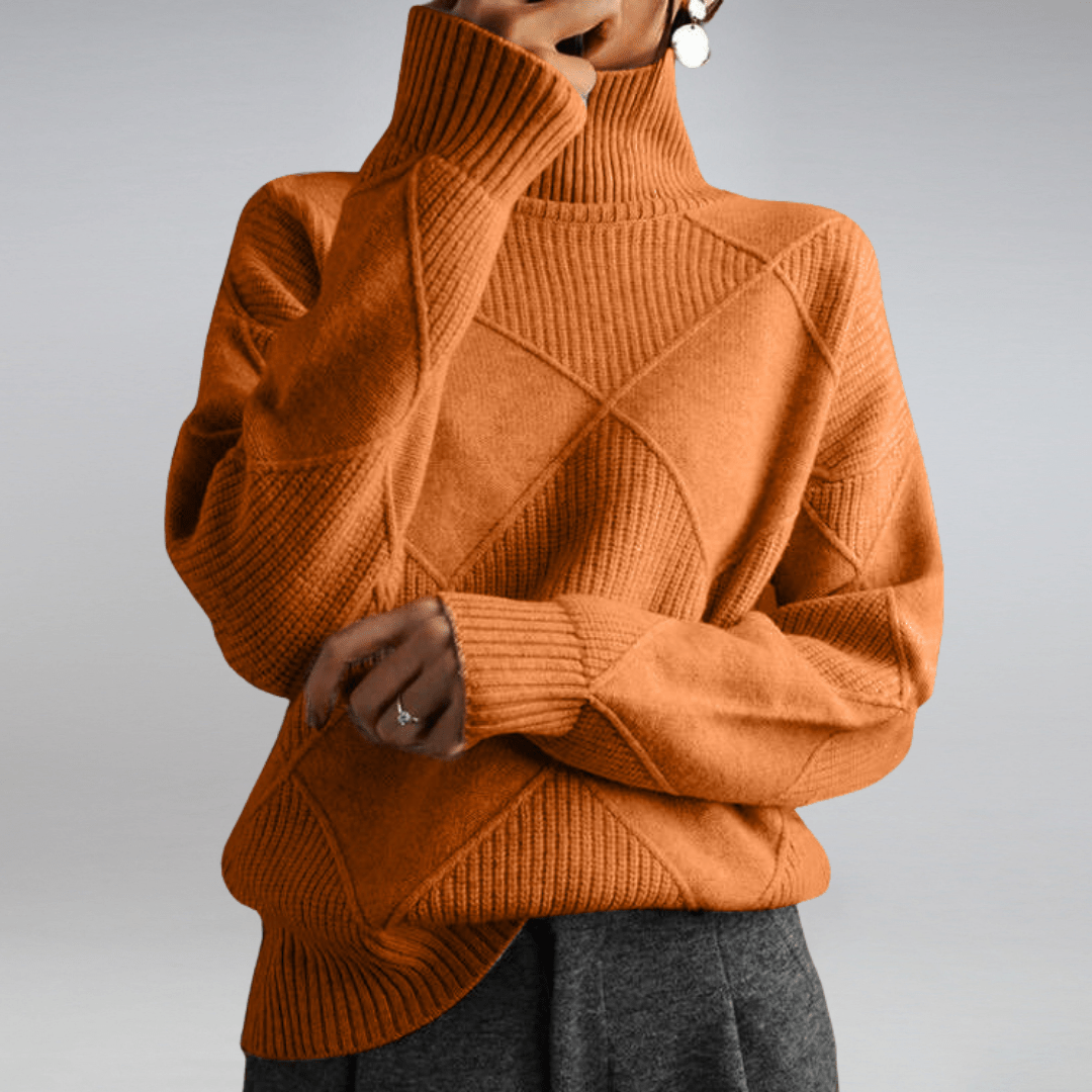 Nina Cashmere Turtleneck Sweater – Loose Fit Knit Pullover