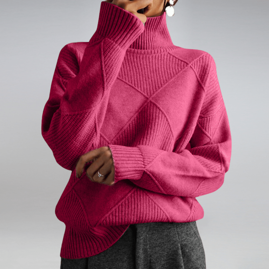 Nina Cashmere Turtleneck Sweater – Loose Fit Knit Pullover