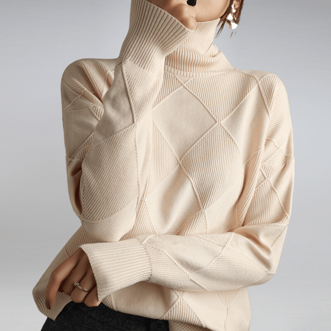 Nina Cashmere Turtleneck Sweater – Loose Fit Knit Pullover
