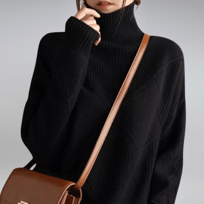 Nina Cashmere Turtleneck Sweater – Luxuriously Soft & Relaxed Fit for Winter