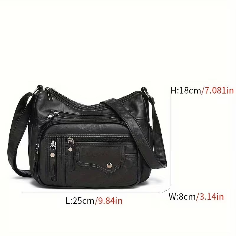 Renata Women’s Leather Crossbody Bag – Soft Multi-Pocket Design