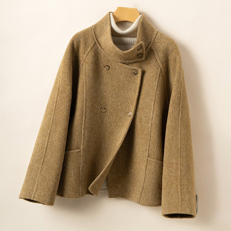 Nadzla Women’s Wool Coat – Structured Funnel Neck Winter Jacket