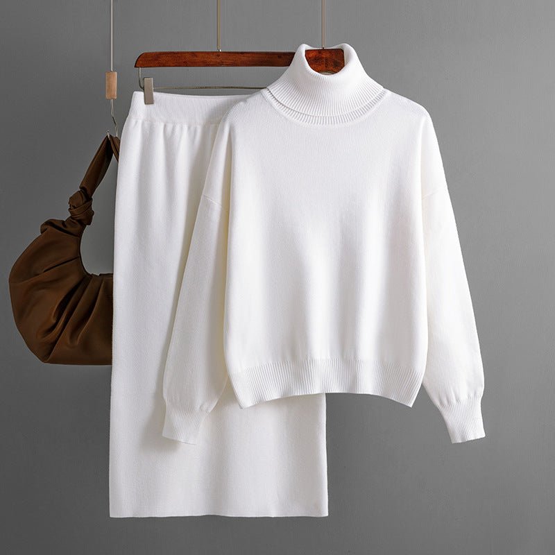Gianna Women’s Knit Co-ord Set – Soft Cotton Turtleneck & Skirt