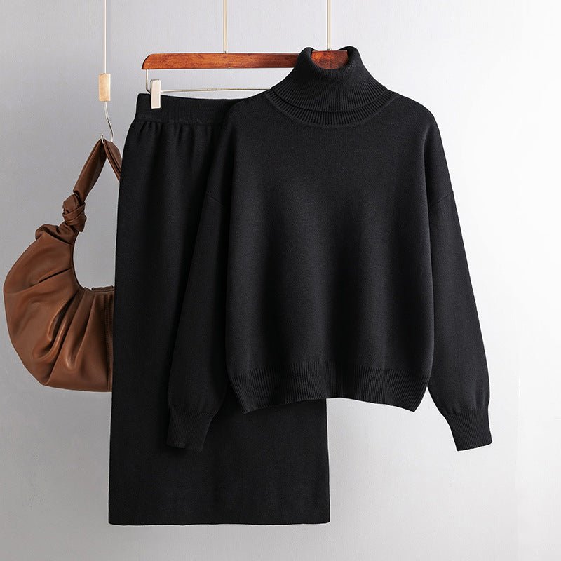 Gianna Women’s Knit Co-ord Set – Soft Cotton Turtleneck & Skirt