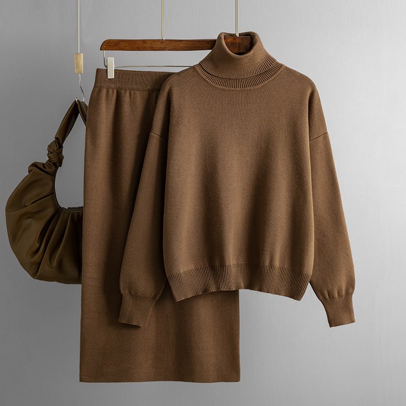 Gianna Women’s Knit Co-ord Set – Soft Cotton Turtleneck & Skirt